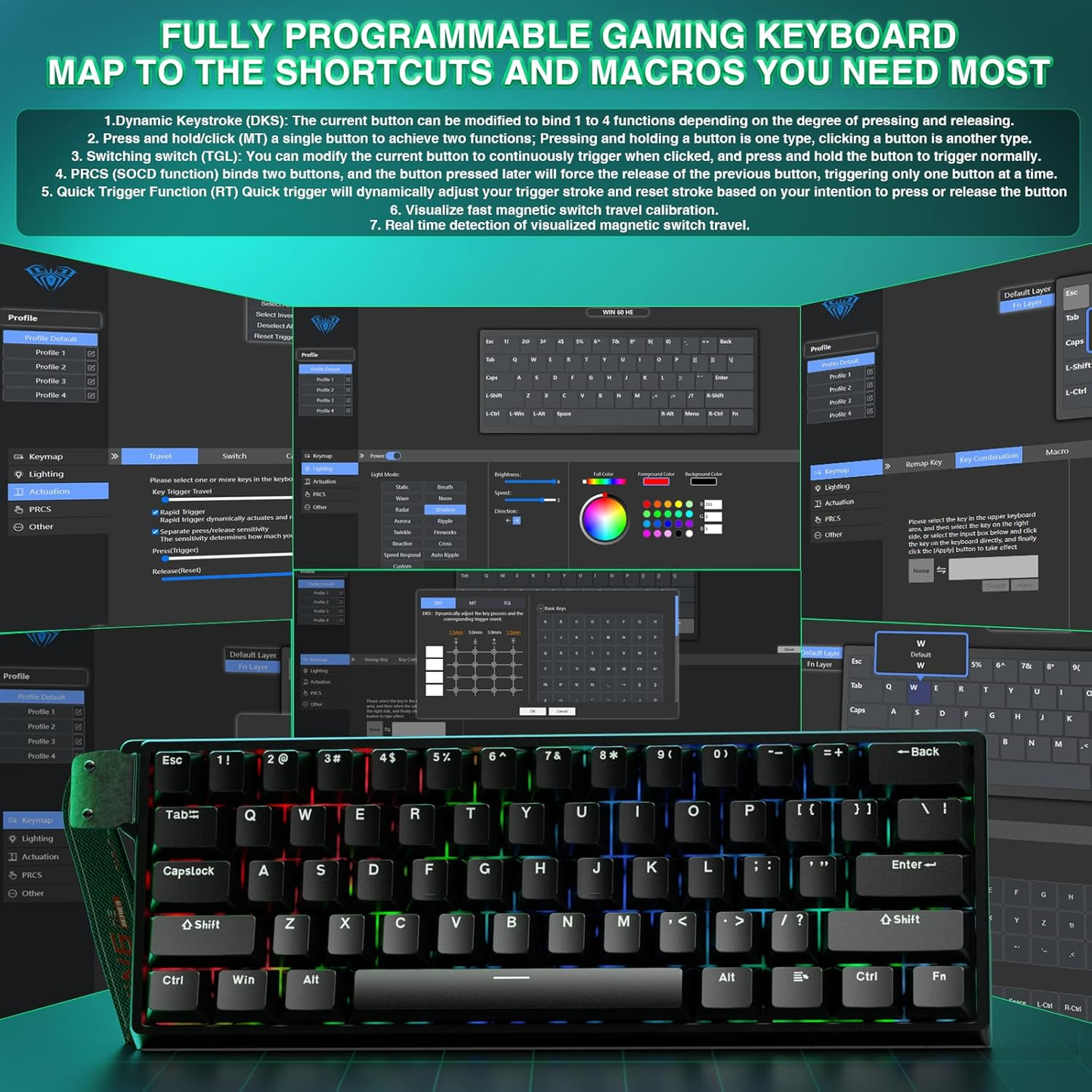 WIN60 HE 60% Mechanical Gaming Keyboard - Hot Swappable, RGB, Compact Design