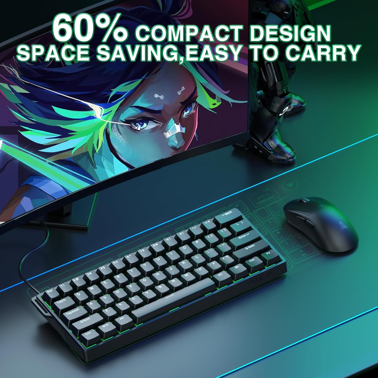 WIN60 HE 60% Mechanical Gaming Keyboard - Hot Swappable, RGB, Compact Design